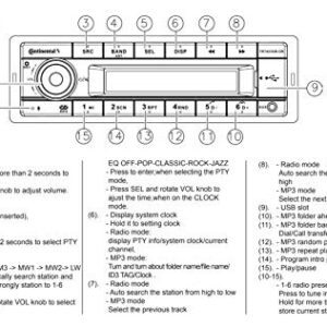 VDO Continental TR7412UB-OR European Style 12v Radio Orange Display Bluetooth