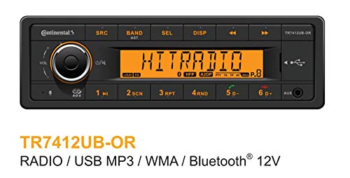 VDO Continental TR7412UB-OR European Style 12v Radio Orange Display Bluetooth