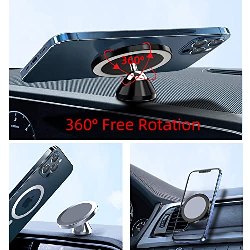 Magnetic Phone Holder for Car, [ 2 Groups Super Strong Magnet ] [ 360° Rotation ] Universal Dashboard Car Mount Holder Compatible with All Smartphones (Black)