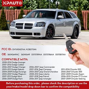 NPAUTO Key Fob Replacement Fits for Dodge Ram Dakota Durango Magnum Caliber Charger Nitro Avenger, Jeep Wrangler Compass Patriot, Chrysler 200 300 & More Keyless Entry Remote Control OHT692427AA, 2Pcs