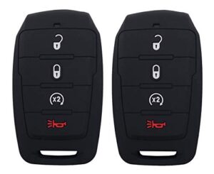 silicone key fob cover case protector fit for 2019-2020 ram 1500 accessories 4 buttons keyless entry remote control car key fob skin jacket holder (black 2 pack)