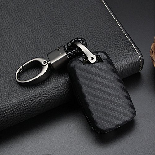 M.JVisun Soft Silicone Rubber Carbon Fiber Texture Cover Protector for VW Flip Key Fob, Car Remote Key Fob Case for for Volkswagen e-Golf Golf R MK7 Lamando Polo MK6 for Tiguan for Touran L - Black