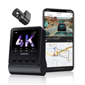 ddpai dash cam front and rear 4k, cam car camera with 2160p front +1080p rear, built-in wifi gps, dual dash camera for cars, night vision,parking monitor,support 128gb max, z50