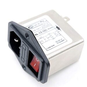 Electrical Equipments Supplies - power emi filter emi power filter with Fuse Socket 2-in-1 Single Safety 125/250v 1 order65292;anti-interference Suppressor Power - (Color: Silver, Pins: CW2B-06A-T)