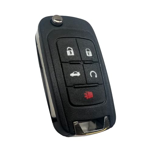 5 Button Flip Keyless Entry Remote Key Fob Compatible with Chevy Cruze/Camaro/Impala/Equinox/GMC Terrain/Buick Lacrosse 2010 2011 2012 2013 2014 2015 2016 2017 2018 2019 Replacement for OHT01060512