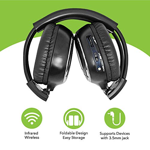 RP Accessories IR-2008B Infrared Wireless Headphones, 2-Channel Folding Universal Rear Entertainment System IR Headphone for Car TV and DVD Player Audio