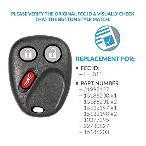 Keyless2Go Replacement for Keyless Entry Car Key Vehicles That Use 3 Button LHJ011