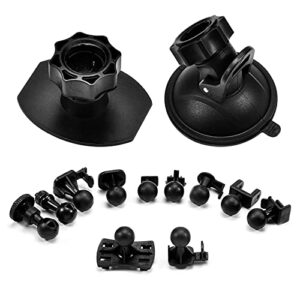 wikkiv suction cup mount holder dash cam mount glue double-sided adhesive mount, come with 10+ swivel ball adapters compatible with rexing v1, z-edge, old shark, yi, ugshd and most dash cameras