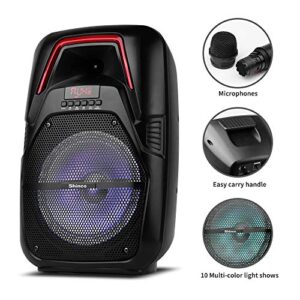 Shinco Portable PA Speaker System, Powerful Bluetooth Speaker with Wireless Microphone, 8 inch Subwoofer, Balanced Sound, Great for Outdoor Party