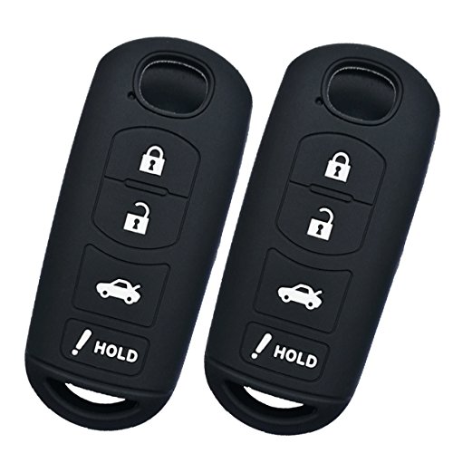 Alegender 2Pcs Silicone Smart Key Fob Cover Case Protector Holder for 2017 2018 2019 2020 2021 Mazda CX-5 CX-7 CX-9 MX-5 Miata Mazda 3 6 Key Remote 4 Buttons