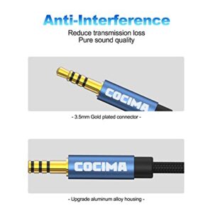 COCIMA TRRS 3.5mm Audio Cable [6.6ft/2M] 4-Pole Microphone Male to Male Nylon Braided AUX Cable Cord Stereo for Headphones Car Home Stereos Speakers Tablets martphones & More