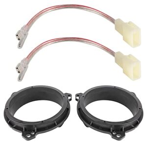 nuith door speaker adapter w/speaker wiring harness for select toyota 1998-2015, scion 2004-2014 aftermarket car 6.5 inch speaker adapters rings kit