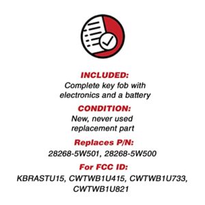 KeylessOption Keyless Entry Remote Control Car Key Fob Replacement for KBRASTU15, CWTWB1U733 (Pack of 2)