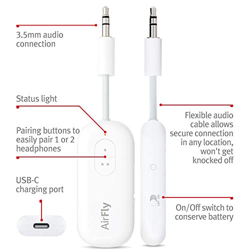 Twelve South AirFly Duo | Wireless Transmitter & AirFly Pro | Wireless Transmitter/Receiver with Audio Sharing for up to 2 AirPods/Wireless Headphones to Any Audio Jack