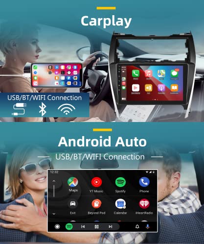 Android Car Stereo for Toyota Camry 2012 2013 2014 with Apple Carplay, Rimoody 10.1 Inch Touch Screen Car Radio with GPS Navigation Bluetooth FM HiFi WiFi Android Auto + AHD Backup Camera