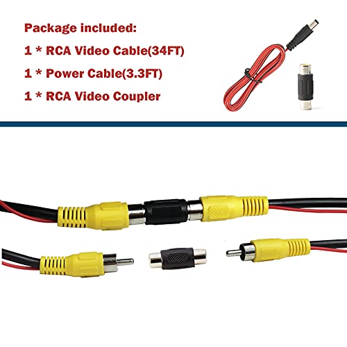 Collyon Upgraded Version Thickened 50FTRCA Video Cable, RCA Male to Male Plug Car Reverse Reversing Rear View Parking Backup Camera Video Audio Extension Cable with Detection Trigger Wire