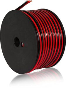 gs power 16 gauge wire (16 awg) – 100 foot, pure copper, stranded electrical wiring for speaker, automotive, trailer, stereo and home theater applications – red/black