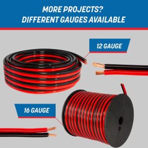 GS Power 16 Gauge Wire (16 AWG) - 100 Foot, Pure Copper, Stranded Electrical Wiring for Speaker, Automotive, Trailer, Stereo and Home Theater Applications - Red/Black