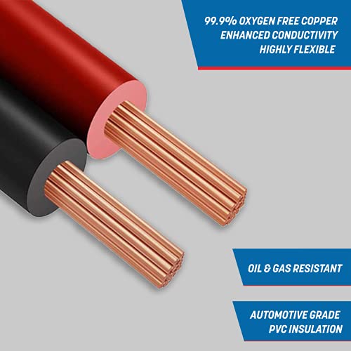 GS Power 16 Gauge Wire (16 AWG) - 100 Foot, Pure Copper, Stranded Electrical Wiring for Speaker, Automotive, Trailer, Stereo and Home Theater Applications - Red/Black