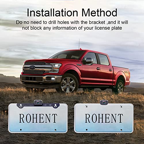 Rohent R3 HD 1080P Digital Wireless Backup Camera with 5'' Monitor License Plate Hitch Rear View Camera System for Cars,Trucks,Campers IP69 Waterproof Front /Rear View Switchable 8 IR Night Vision