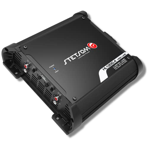 Stetsom HL 1200.4 2 Ohm Multichannel Stereo Car Audio Amplifier, HL1200.4 1.2K Watts RMS, 4 Channel, 2Ω Stable Full Range HD Sound Quality MD Crossover HPF LPF Bass Boost Front Rear Bridge