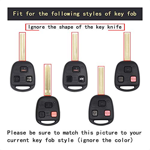 TANGSEN Key Fob Case Carbon Fiber Pattern Plastic Red Silicone Cover Compatible with Toyota Land Cruiser FJ Cruiser Lexus Es300 Ls430 Lx470 Rx300 Rx330 Rx350 Rx400h 3 Button Keyless Entry Remote