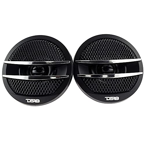 DS18 TX1S Tweeter X1 1.38-inch 200 Watts Max Pei Dome Ferrite Tweeters with Mounting Kit Angle, Flush, & Surface - Set of 2 (Black/Silver)