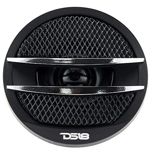 DS18 TX1S Tweeter X1 1.38-inch 200 Watts Max Pei Dome Ferrite Tweeters with Mounting Kit Angle, Flush, & Surface - Set of 2 (Black/Silver)