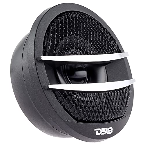 DS18 TX1S Tweeter X1 1.38-inch 200 Watts Max Pei Dome Ferrite Tweeters with Mounting Kit Angle, Flush, & Surface - Set of 2 (Black/Silver)