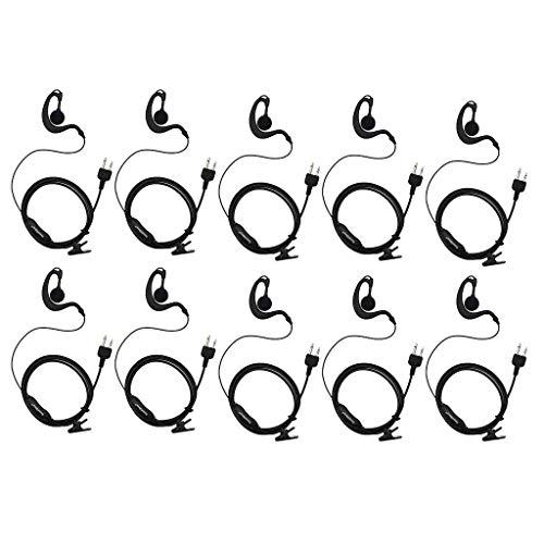 GoodQbuy 10Pcs G Shape Clip-Ear Walkie Talkie Headset Earpiece with Mic is Compatible with Midland LXT118 GXT1000VP4 LXT500VP3 LXT600VP3 LXT380 2-pin