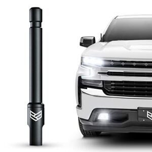 ronin factory – chevy silverado & gmc sierra denali short antenna 5″ fits all chevy & gmc model years – anti-theft – replacement antenna carwash safe – flexible silicone