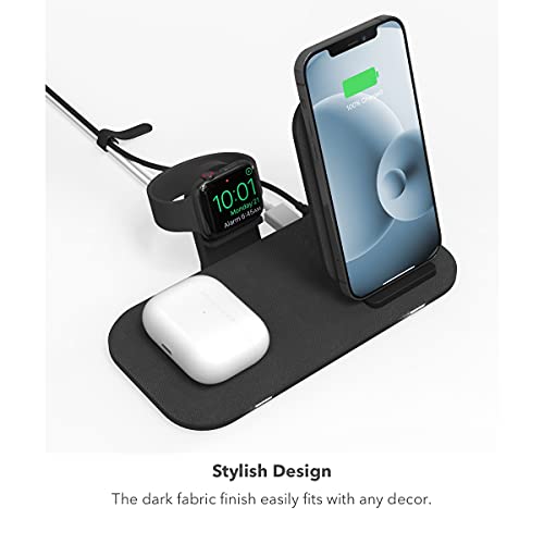 mophie Wireless Charging Stand+ Wireless Charging Stand and pad with USB-A Port. for AirPods, Apple Watch, iPhone, Samsung Galaxy, Qi-Enabled Devices