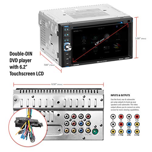 BOSS Audio Systems BV9358B Car Audio Stereo System – 6.2 Inch Double Din, Touchscreen, Bluetooth Audio and Calling Head Unit, Aux-in, USB, SD, CD Player, AM FM Radio Receiver, Hook Up to Amplifier