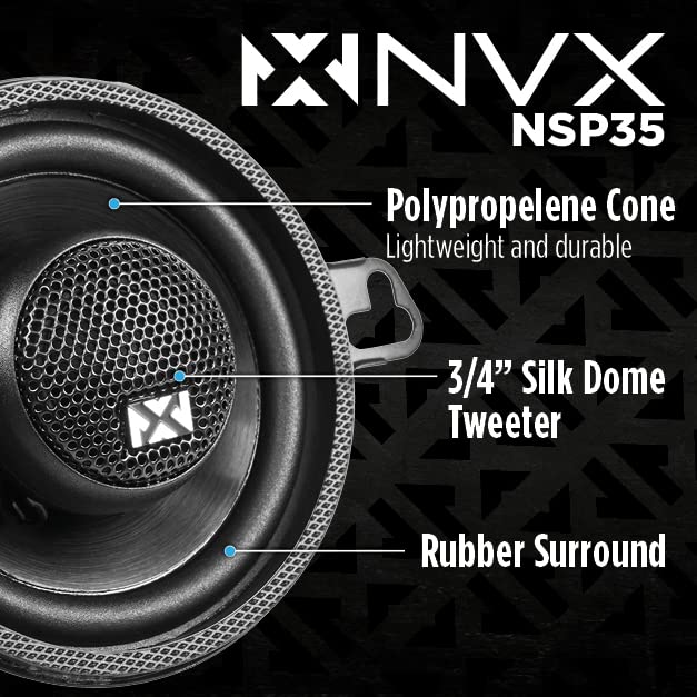 NVX NSP35 140W Peak (70W) RMS 3.5” N-Series 2-Way Coaxial Speakers with 3/4” Silk Dome Tweeters (Pair)