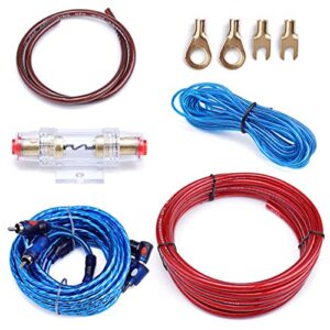 muzata 10 gauge amplifier installation kit with rca interconnect and speaker wire, car audio subwoofer wire, amp wiring, auto audio cables