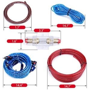 Muzata 10 Gauge Amplifier Installation Kit with RCA Interconnect and Speaker Wire, Car Audio Subwoofer Wire, AMP Wiring, Auto Audio Cables