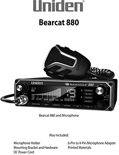 Uniden BEARCAT 880 CB Radio with 40 Channels and Large Easy-to-Read 7-Color LCD Display with Backlighting, Backlit Control Knobs/Buttons, NOAA Weather Alert, PA/CB Switch, and Wireless Mic Compatible