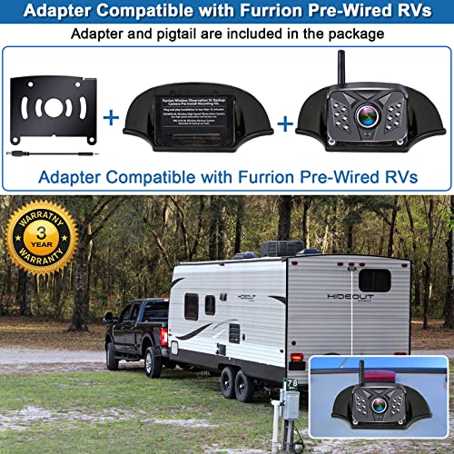 Rohent RV Backup Camera Wireless HD1080P 2 Cameras with 7 Inch Touch Key DVR Monitor Stable Digital Signals Rear View Camera System IP69K Waterproof Pigtail Wire Adapter for Furrion Pre-Wired RVs R8