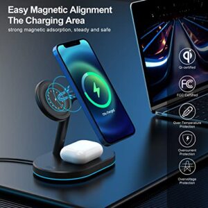Magnetic Wireless Charger, 3 in 1 Wireless Charging Station for Multiple Devices, for iPhone 14/Pro/Max/Plus/13/12 Series, iWatch 7/6/5/4/3/2, AirPods Pro/2/3/Pro 2(with Adapter)