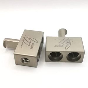 TTZ Audio Dual 2/0 Gauge to 1/0 Gauge Amp Input Reducers (Pair) for Easy Car Audio Amplifier Competition Amp Installation