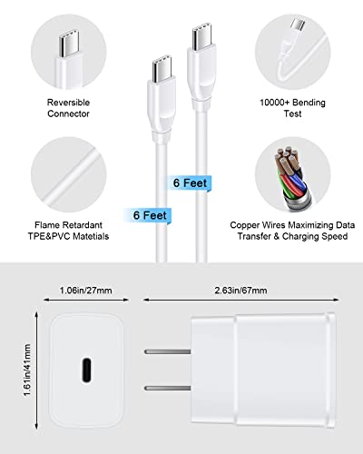 25W USB C Charger Super Fast Charging for Samsung Galaxy A04S A03S A02S Z Flip 4 Z Fold 3 A14 A13 A12 A53 S10 S20 S21 S22 S23 Ultra Google Pixel 7 6 Pro 6a, Android Phone Charger Type C Block Cable