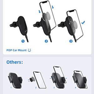 POP Mount Wireless Car Charger, Stouchi 2-in-1 POP Holder and 10W Qi Car Fast Charger Compatible with iPhone 14/13/12/11 Pro/XR/XS/X, Galaxy S22/22+ Ultra (Not Include POP)