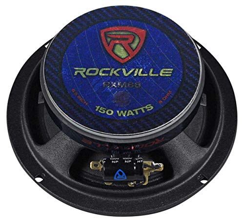 Rockville RXM68 6.5" 150w 8 Ohm Mid-Bass Driver Car Audio Speaker, Mid-Range