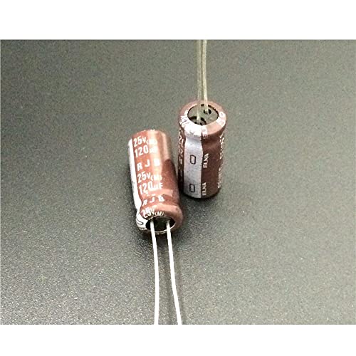 10pcs 120uF 25V Japan RJB Series 6x15mm Low Impedance 25V120uF Audio Capacitor