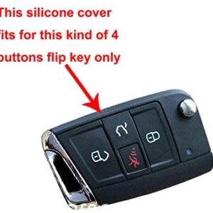 Silicone Key Cover Case Remote Fob Protector fit for VW Golf Polo 2016-2017 4 Buttons Keyless Entry Remote Key Fob Skin Protective key Jacket (1 Black + 1 Red)