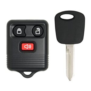 keyless2go replacement for keyless entry car key fob vehicles that use 3 button cwtwb1u331, with new uncut transponder ignition car key h72