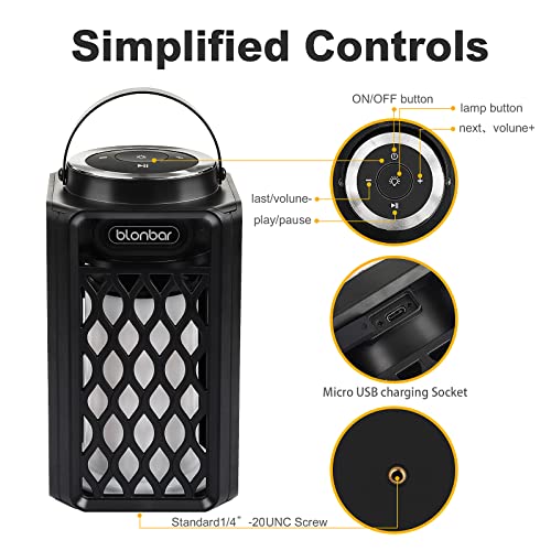 blonbar Led Flame Speaker, Outdoor Bluetooth Speaker with Torch Atmosphere,10W Outdoor Portable Stereo Speaker with HD Audio for Patio/Porch/Home Decor, Gifts for Men Women Couples Dads Moms