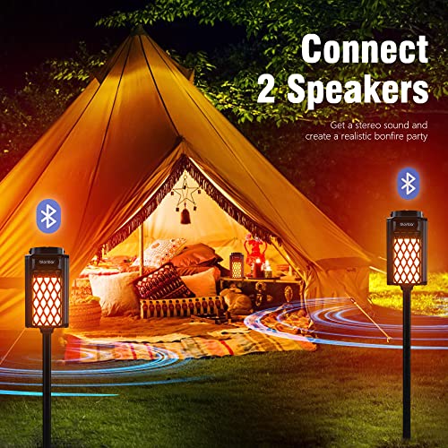 blonbar Led Flame Speaker, Outdoor Bluetooth Speaker with Torch Atmosphere,10W Outdoor Portable Stereo Speaker with HD Audio for Patio/Porch/Home Decor, Gifts for Men Women Couples Dads Moms