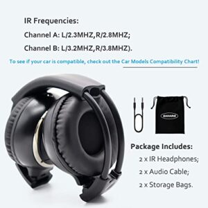 SAHARIE 2 Pack of IR Headphones for Car DVD,Foldable 2 Channel Infrared Headphone Wireless for Universal Entertainment System