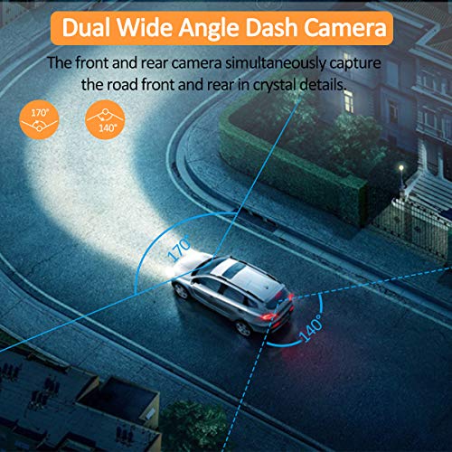 ORSKEY Dash Cam for Cars Front and Rear 1080P Full HD in Car Camera Dual Lens Dashcam for Cars 170 Wide Angle with Loop Recording and G-Sensor